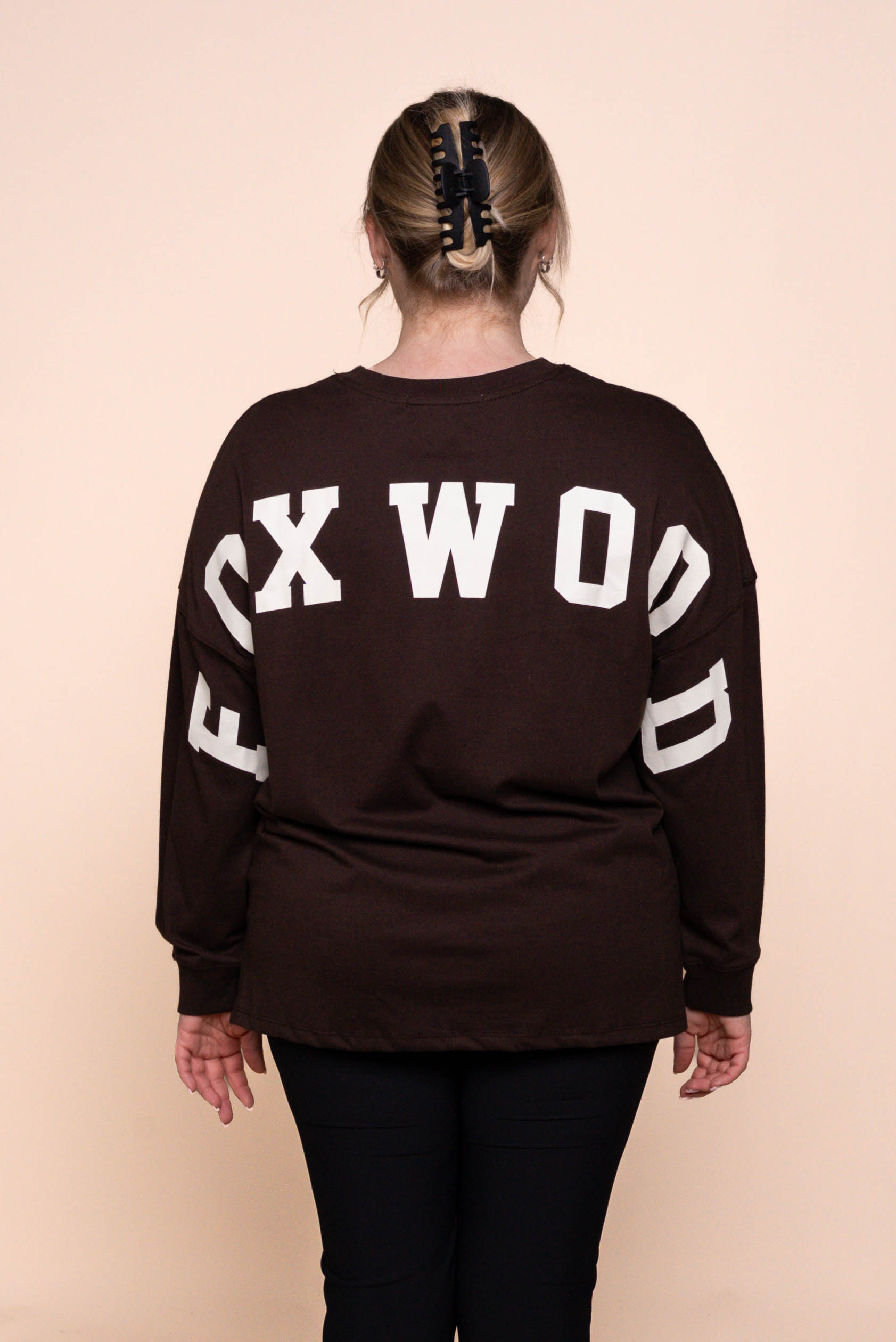 Interval Long Sleeve Top in Coffee Bean/Vintage White - Foxwood