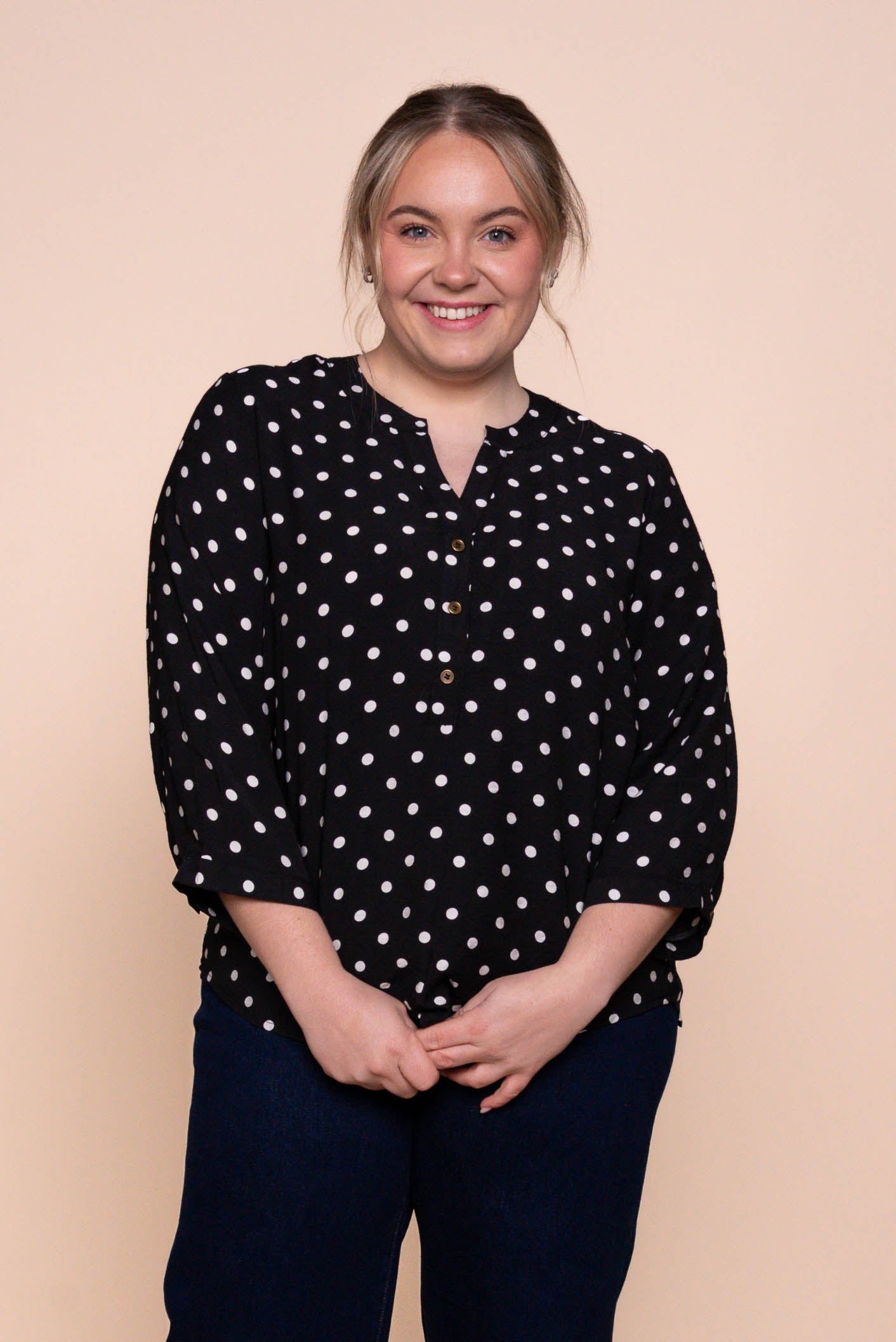 Veronika Polka Dot Top in Black