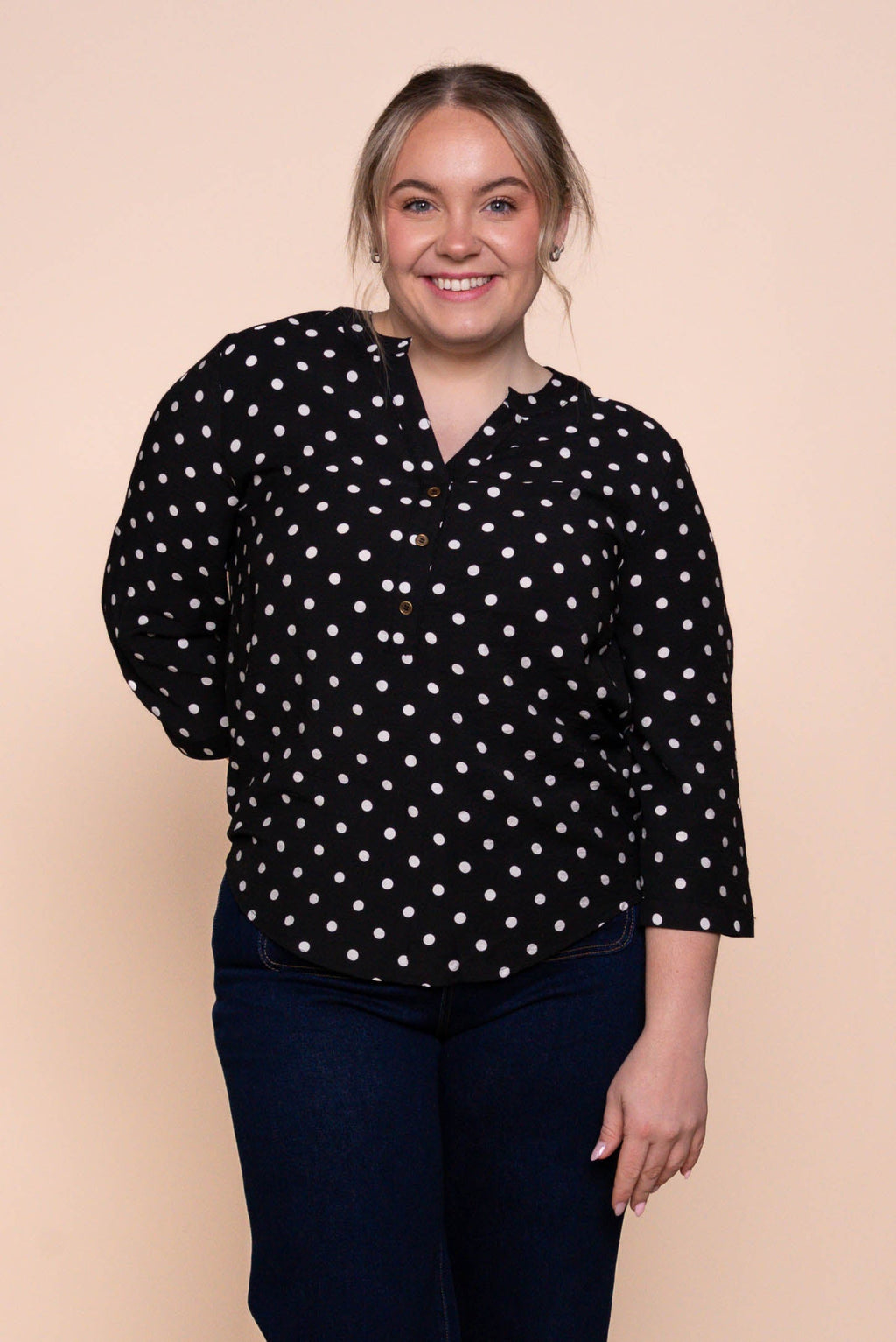 Veronika Polka Dot Top in Black