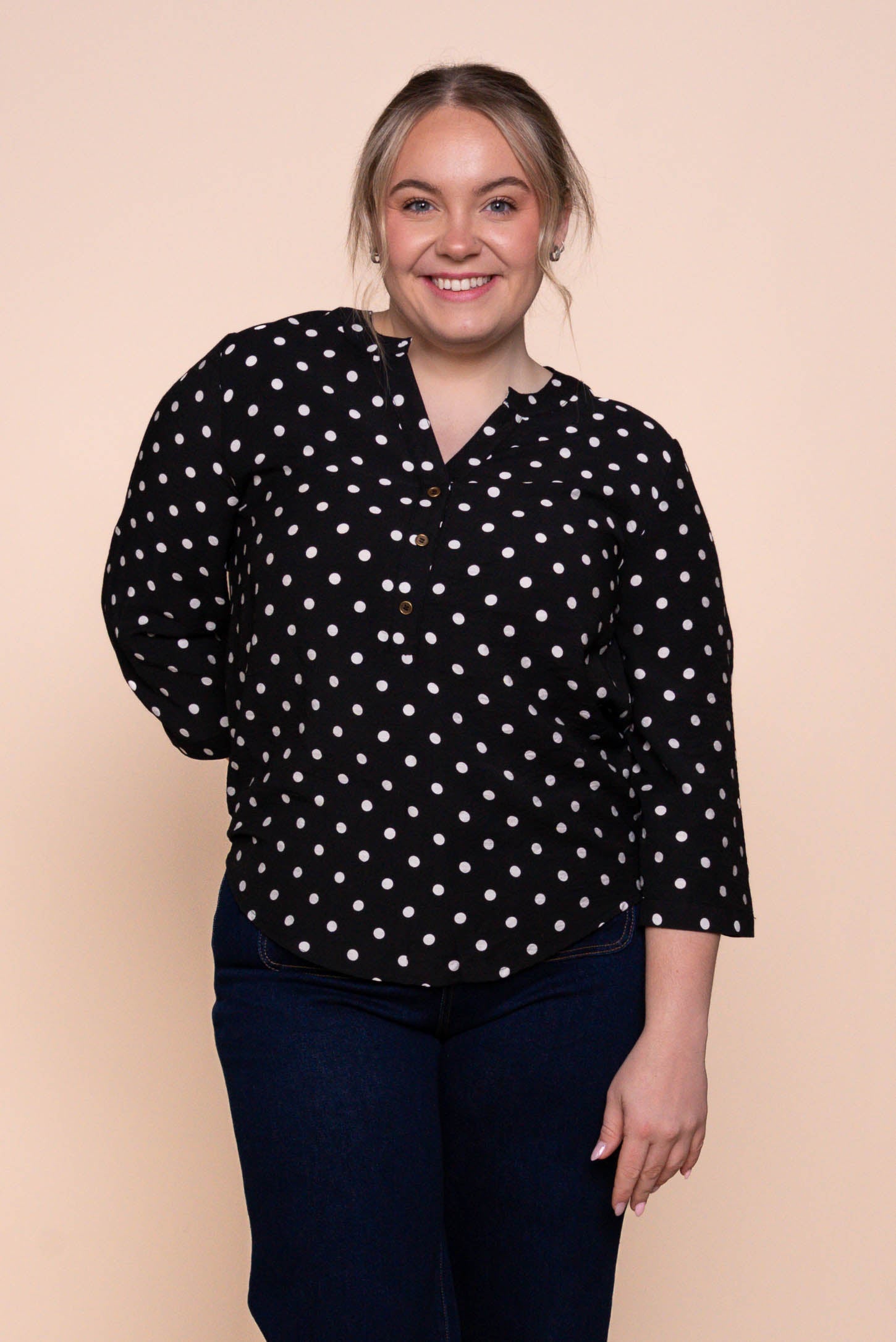 Veronika Polka Dot Top in Black