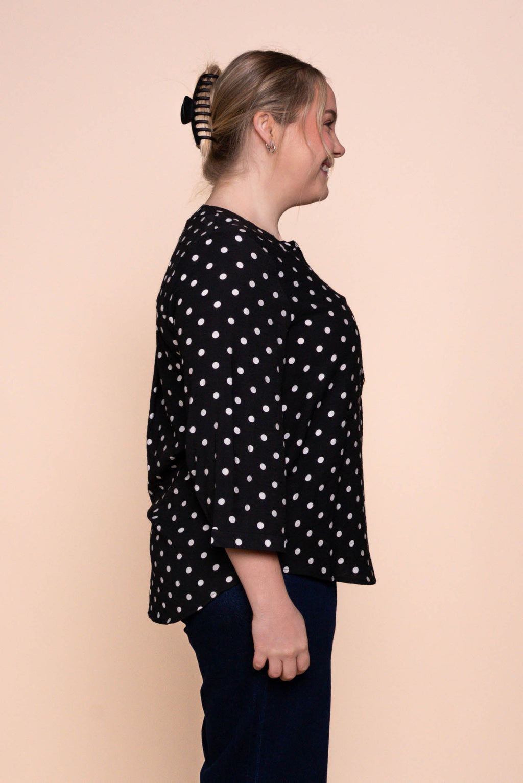 Veronika Polka Dot Top in Black