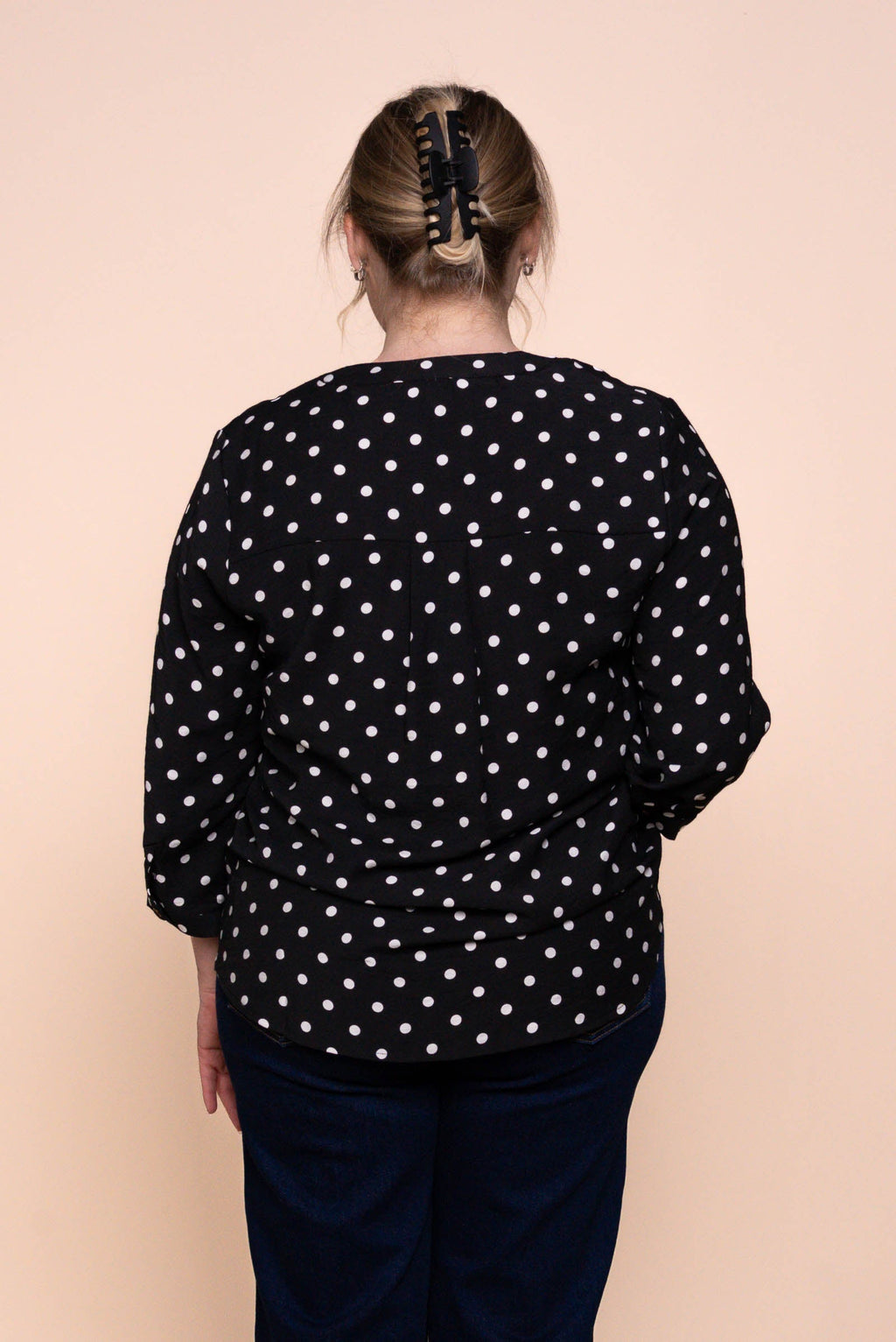 Veronika Polka Dot Top in Black