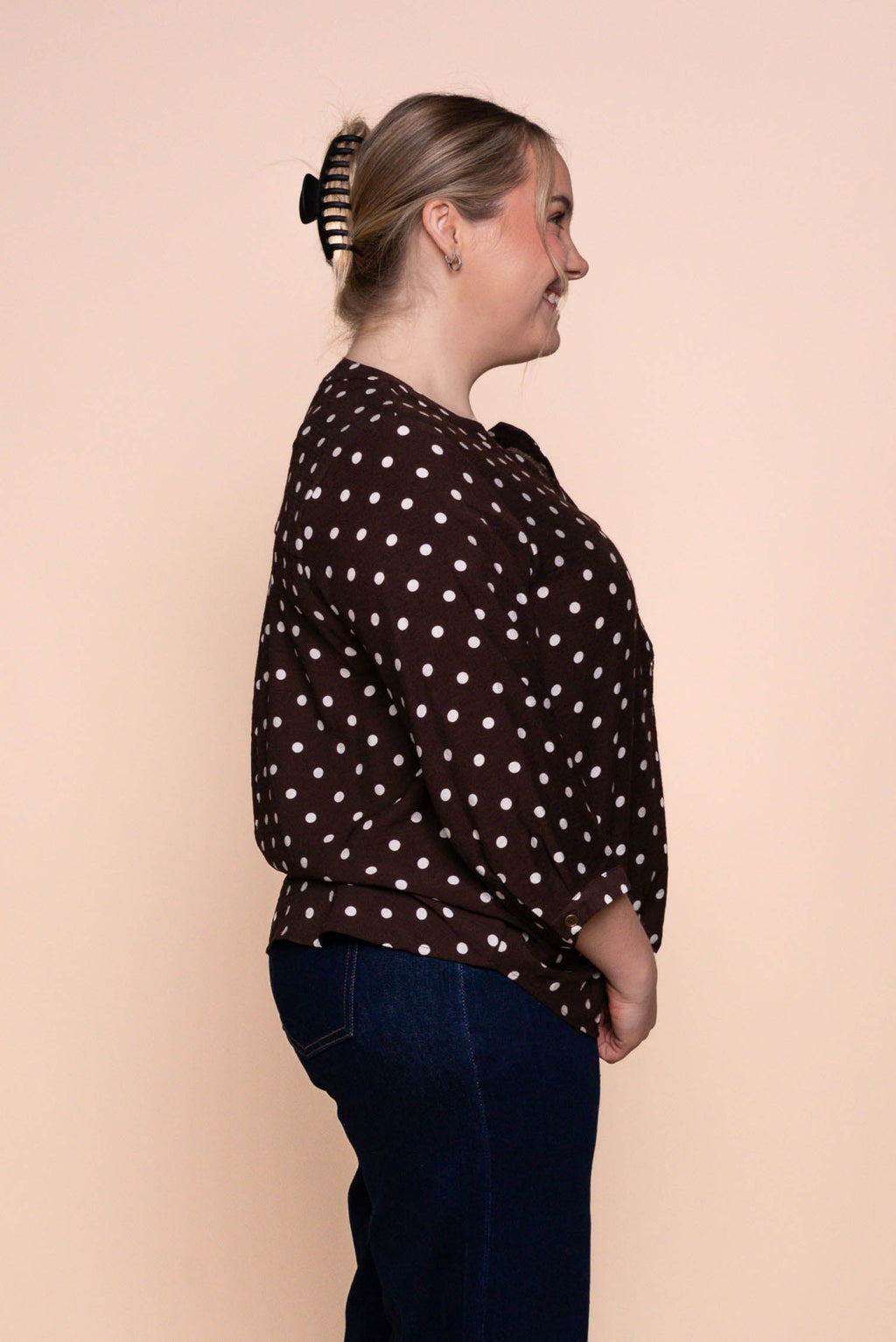 Veronika Polka Dot Top in Chocolate