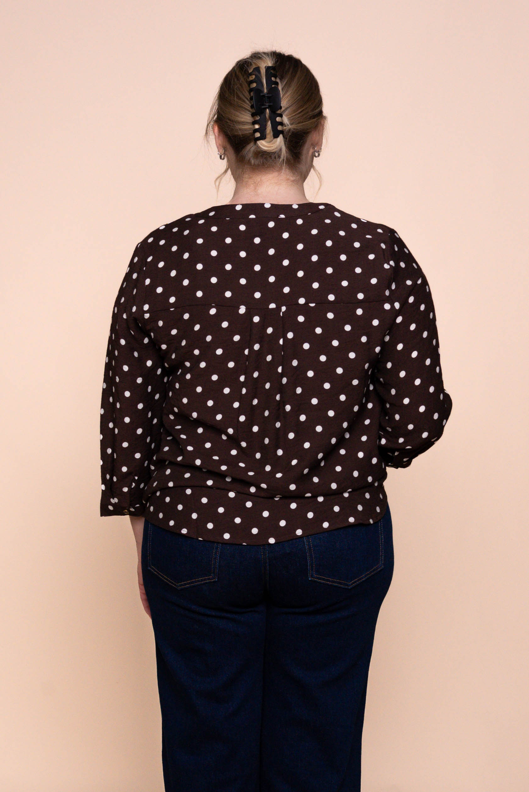 Veronika Polka Dot Top in Chocolate