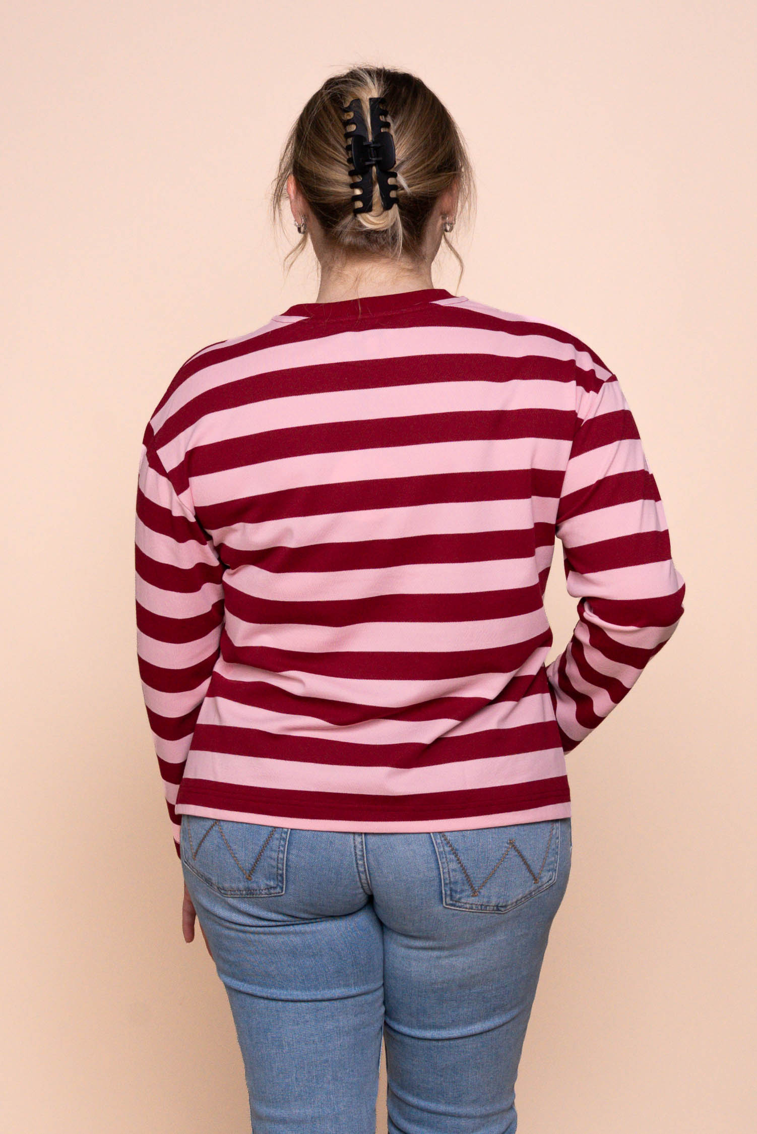 Paige L/S Stripe Tee in Burgundy