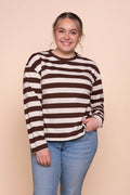Paige L/S Stripe Tee in Chocolate