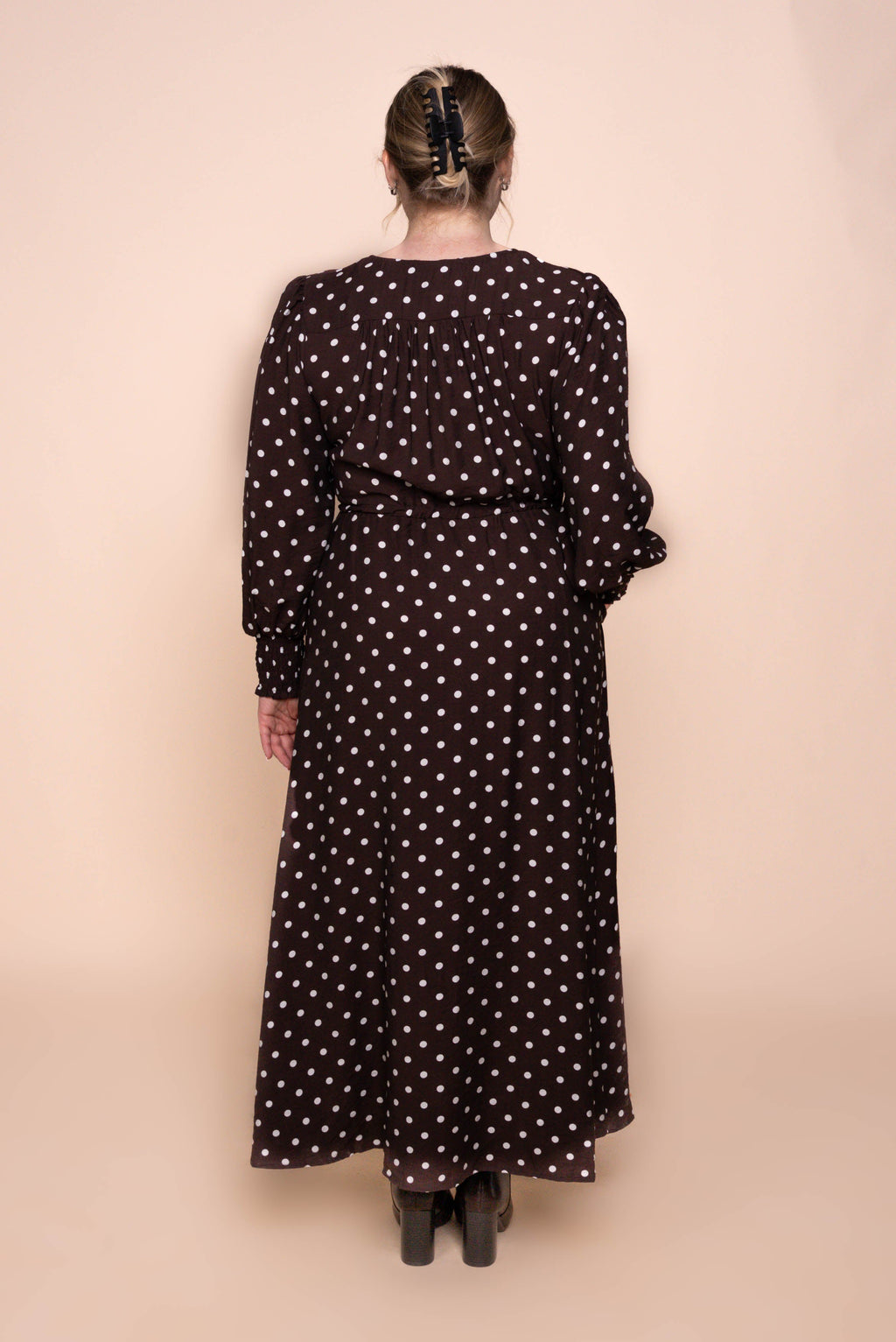 Reese Polka Dot Maxi Dress in Chocolate