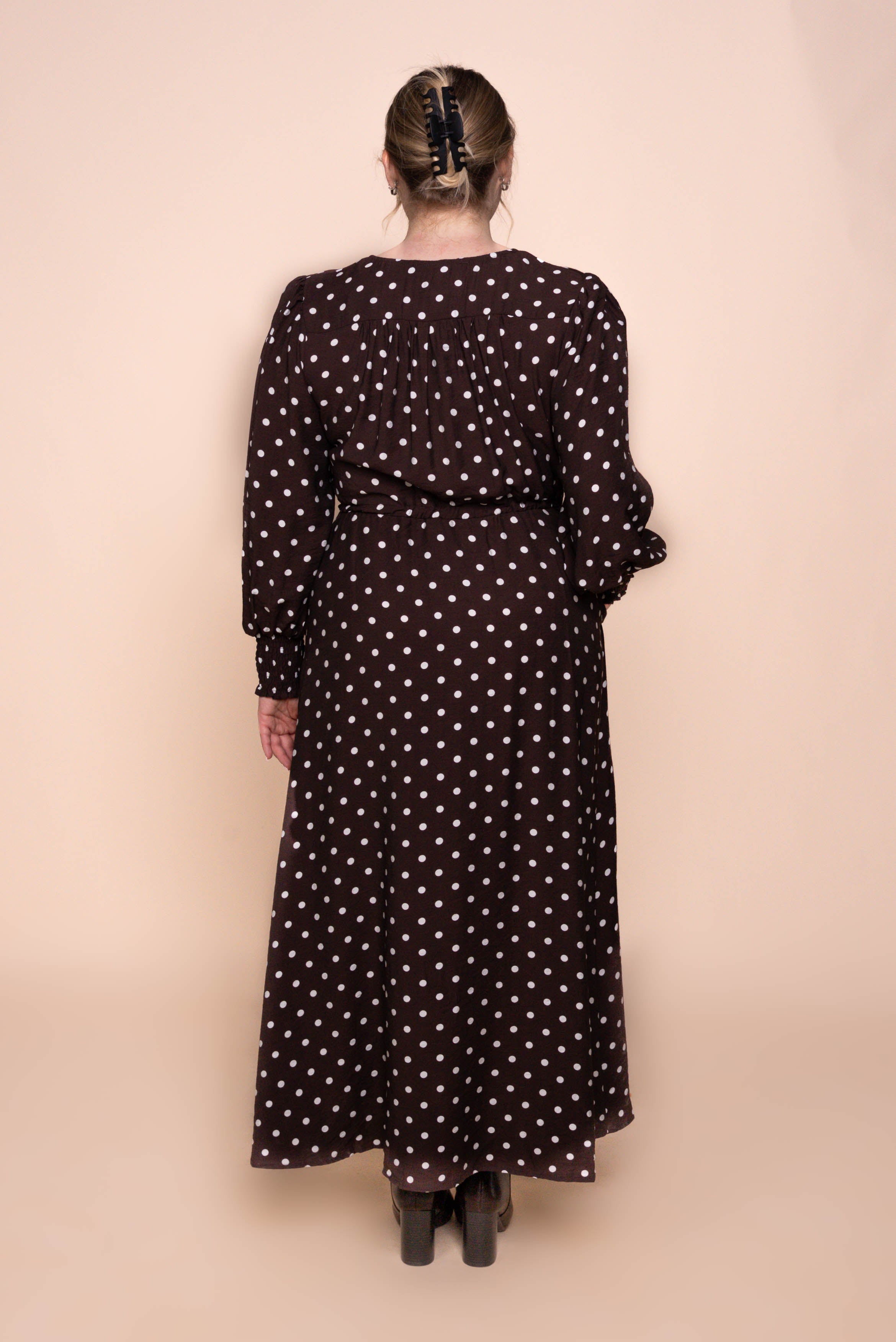 Reese Polka Dot Maxi Dress in Chocolate
