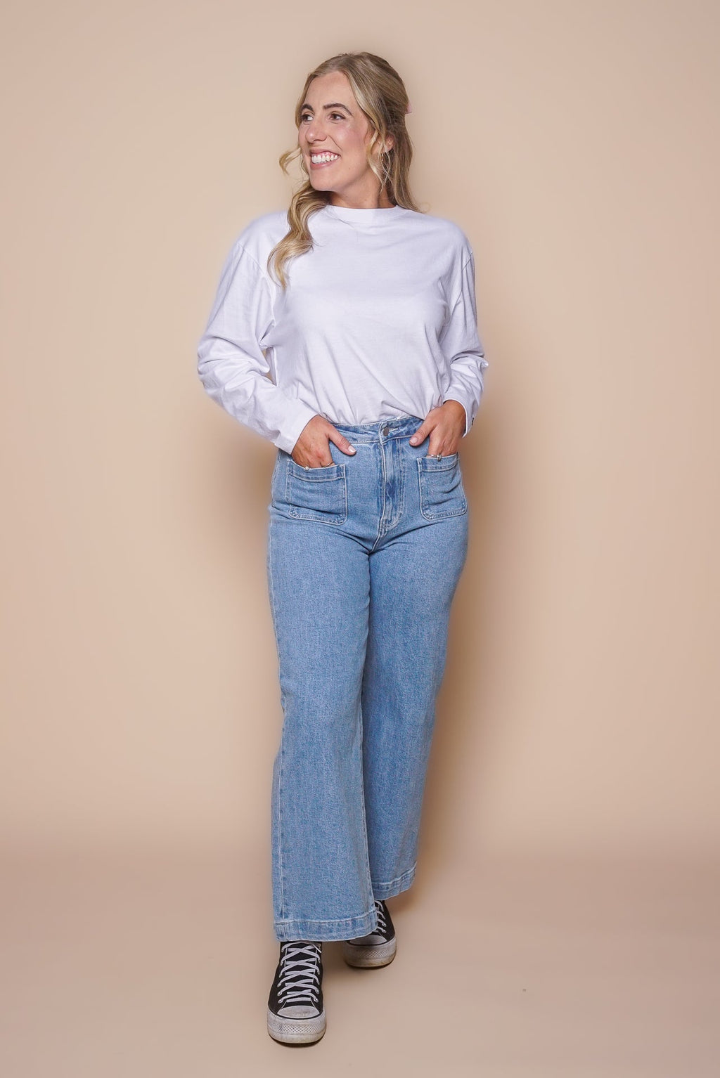Sarah Wide Leg Jeans in Light Blue - Foxwood