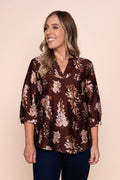 Marisha Floral Top in Chocolate