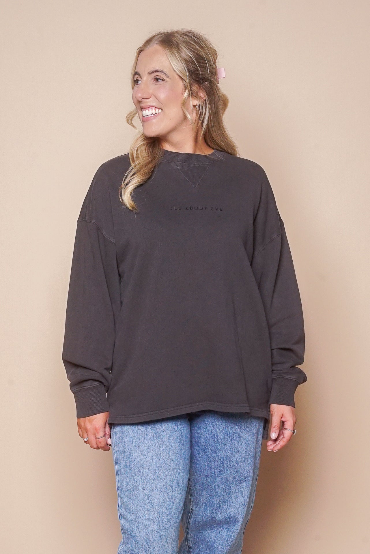 AAE Washed Relaxed Crew in Washed Black - All About Eve