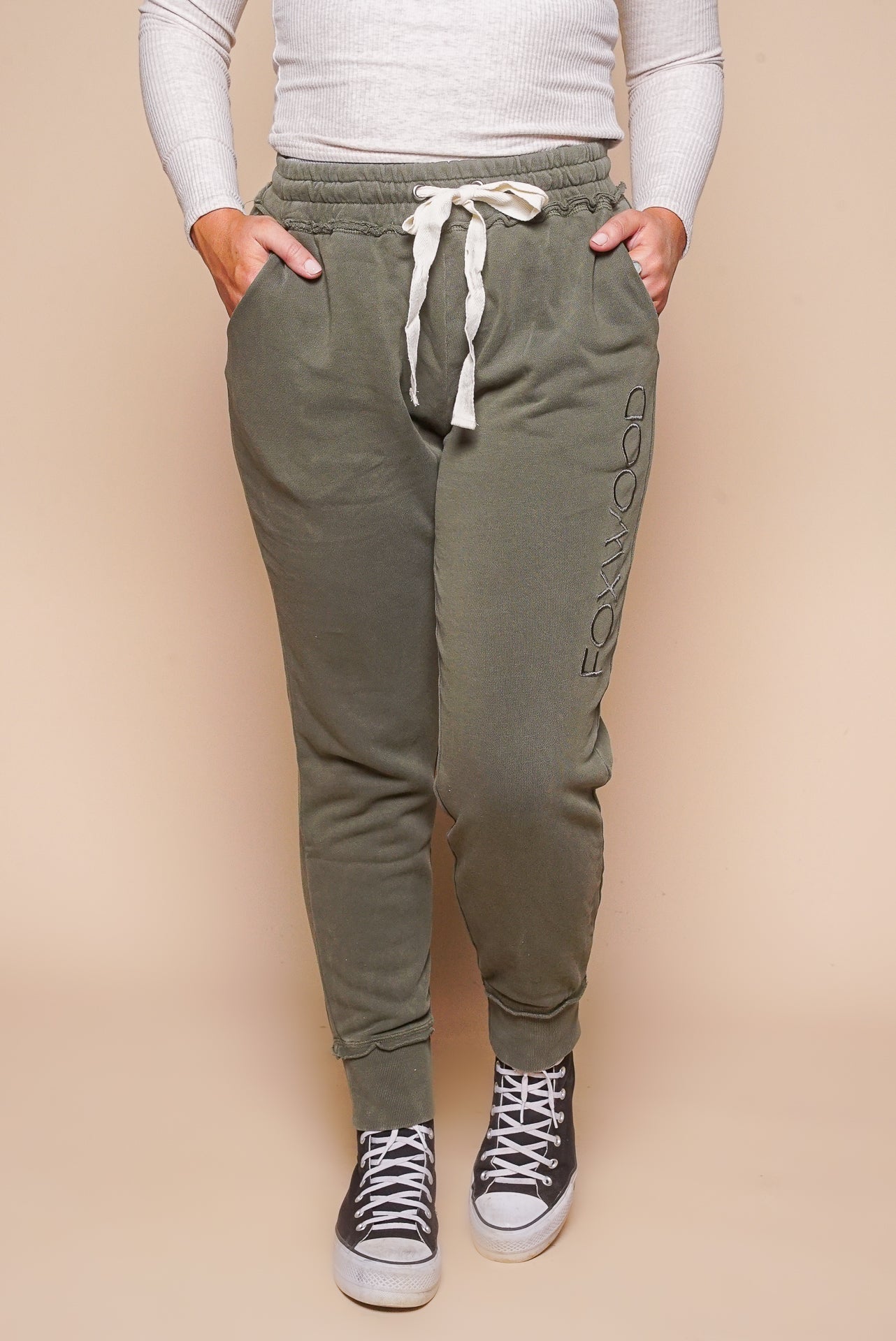 Simplified Track Pants in Khaki - Foxwood