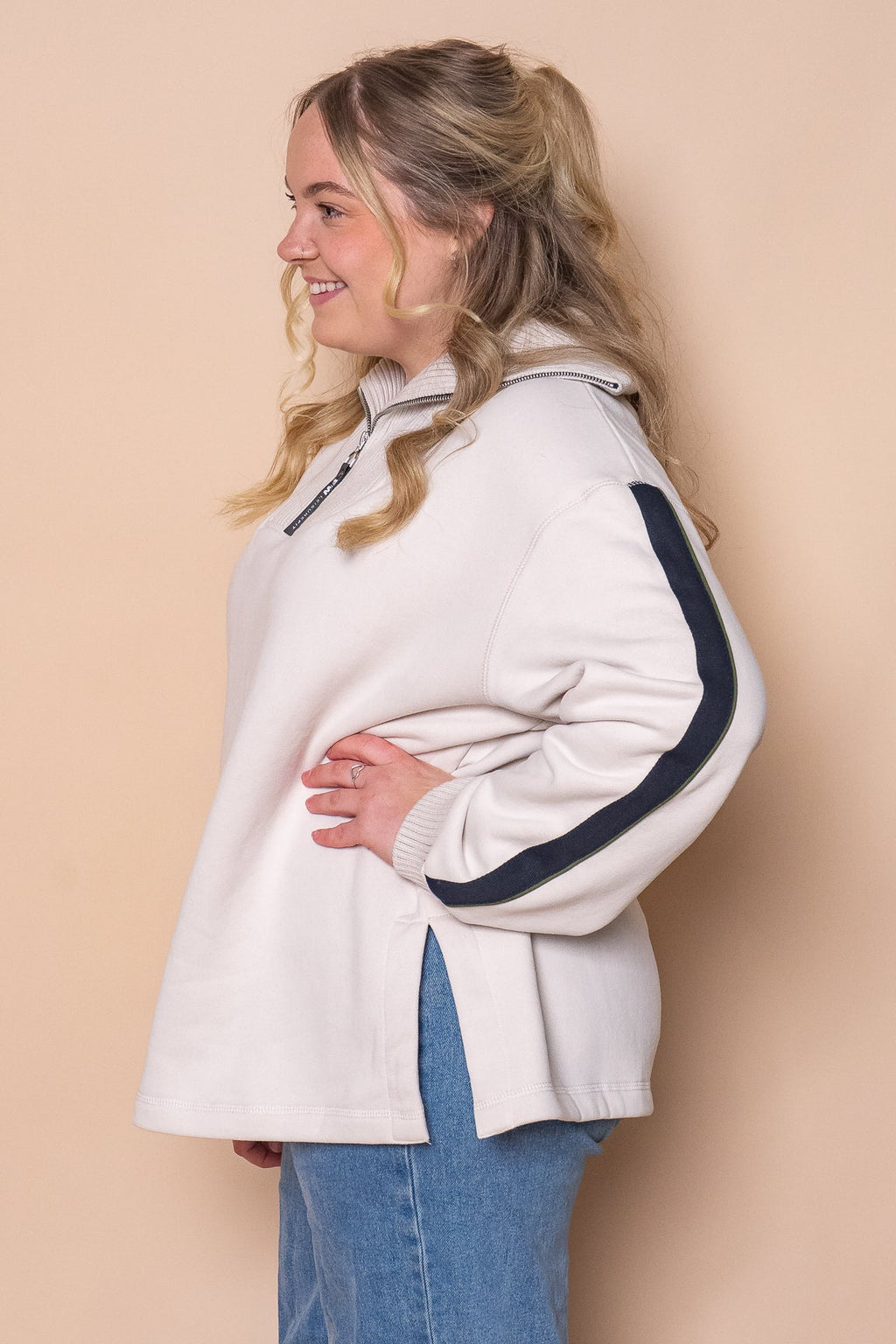 Knit Collar Crew in Bone - Foxwood