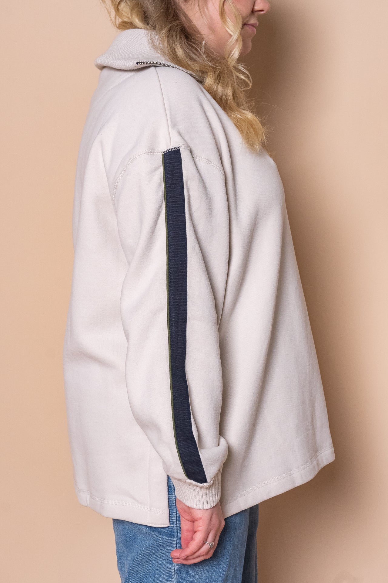 Knit Collar Crew in Bone - Foxwood