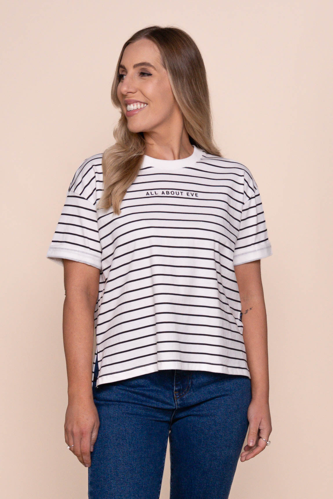 AAE Washed Stripe Tee in Black - All About Eve