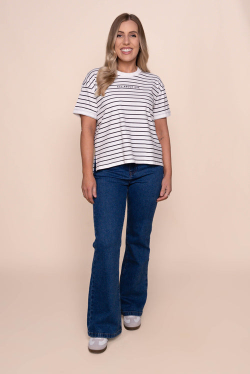 AAE Washed Stripe Tee in Black - All About Eve