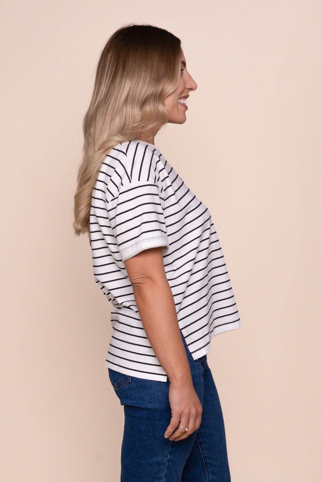 AAE Washed Stripe Tee in Black - All About Eve