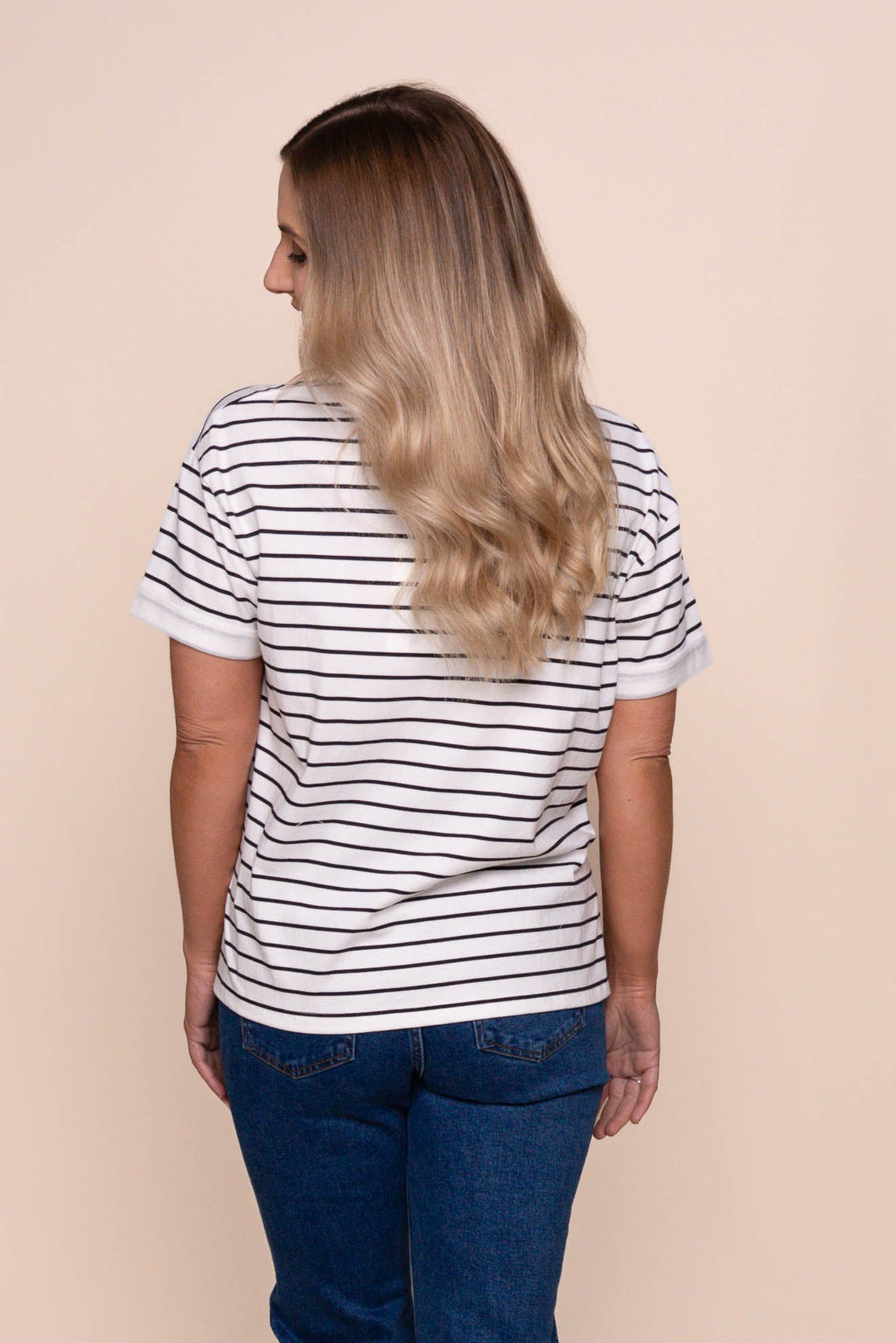 AAE Washed Stripe Tee in Black - All About Eve
