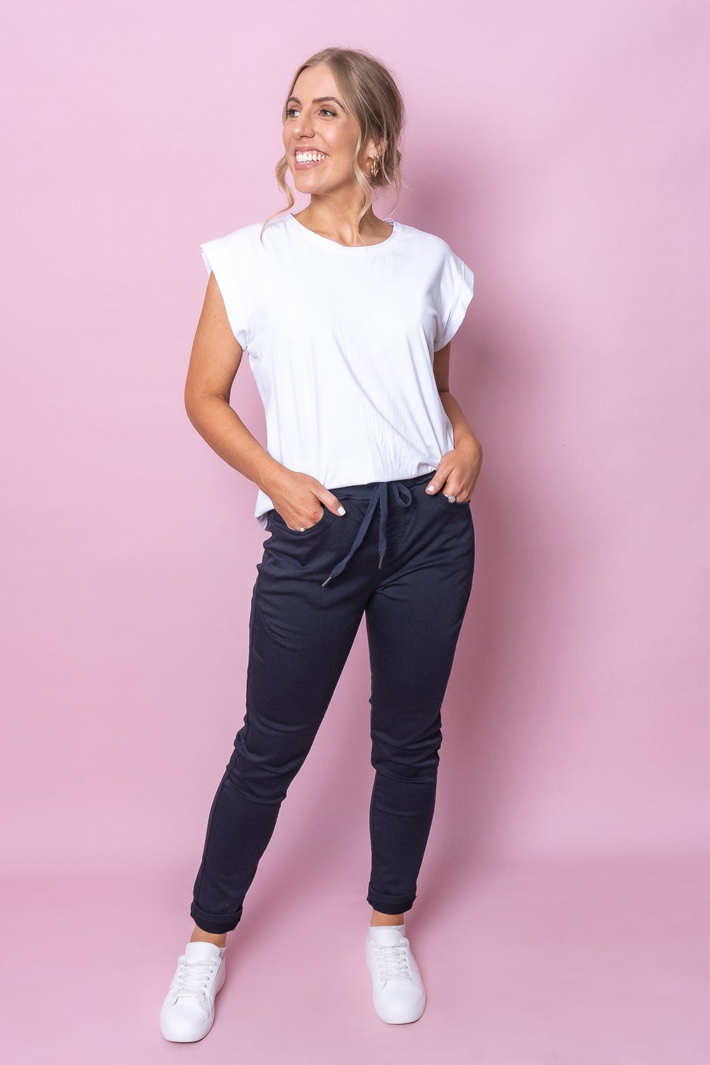 Sylvia Jogger Pants in Navy - Foxwood