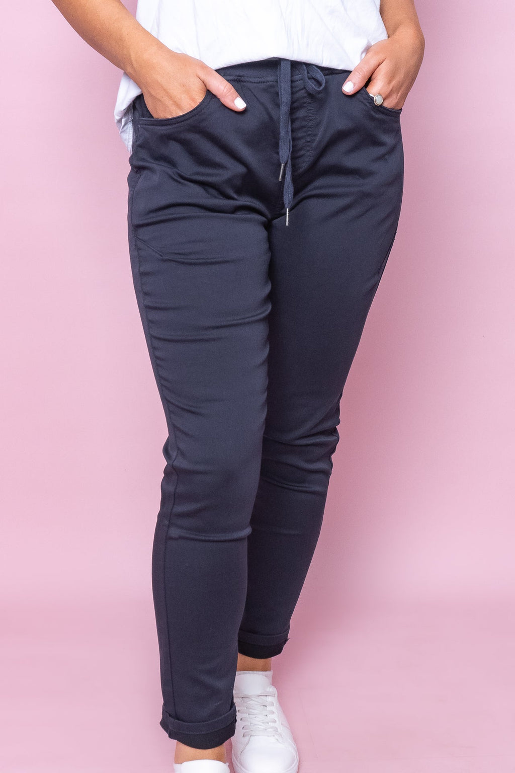 Sylvia Jogger Pants in Navy - Foxwood