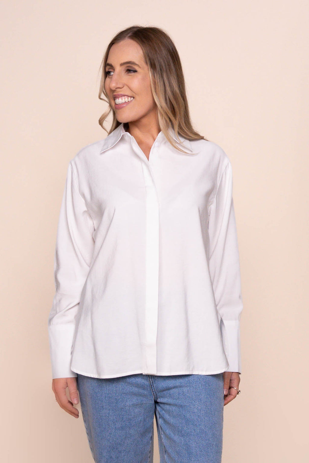 Nixie Long Sleeve Top in White