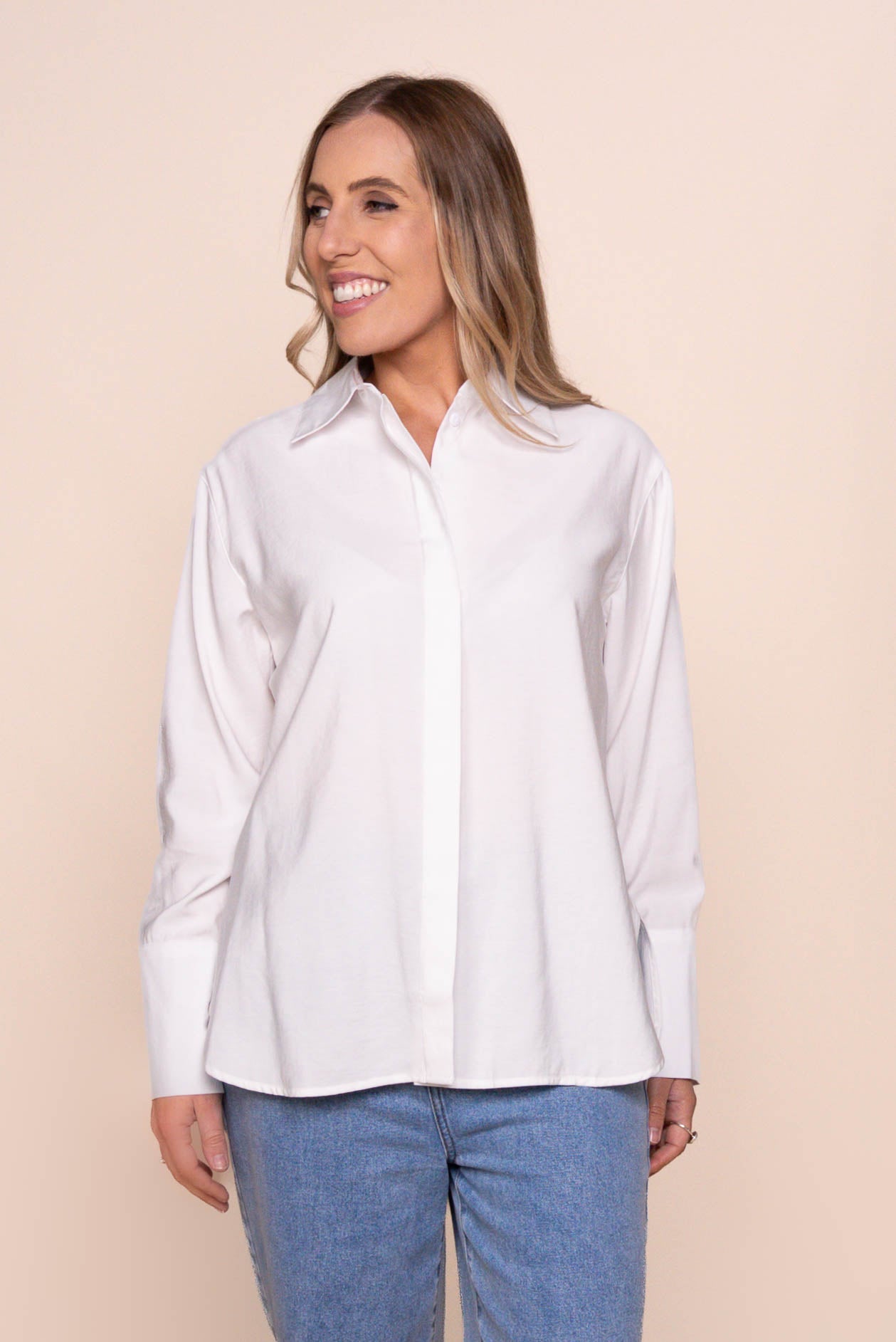 Nixie Long Sleeve Top in White