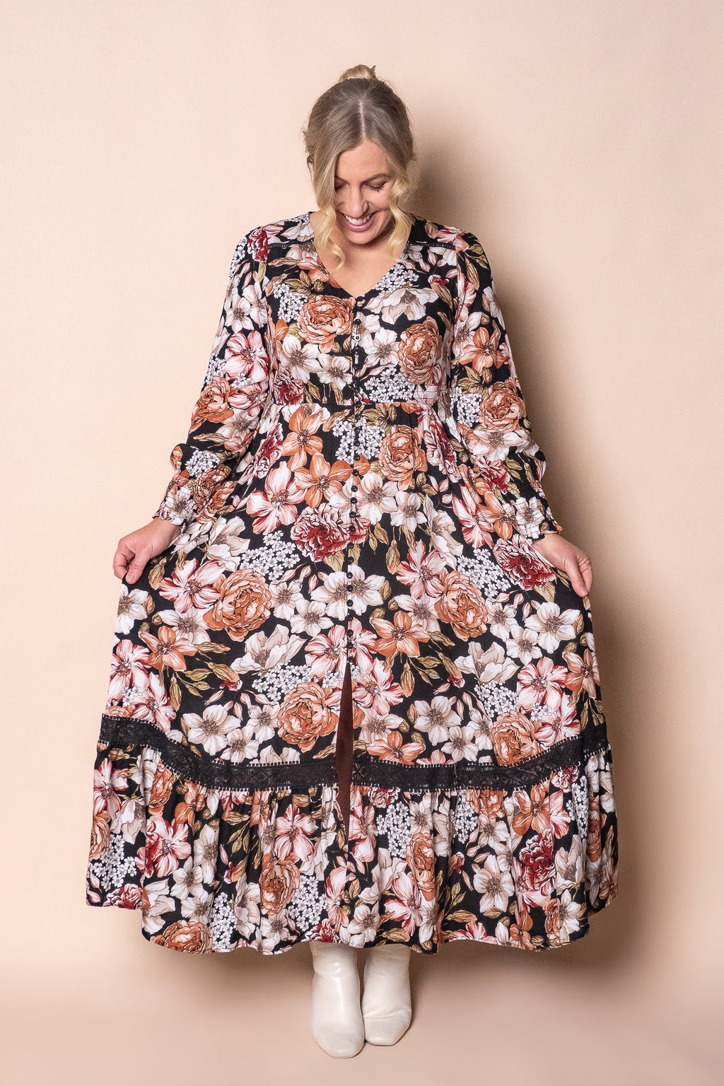 Arabella Maxi Dress in Black Multi