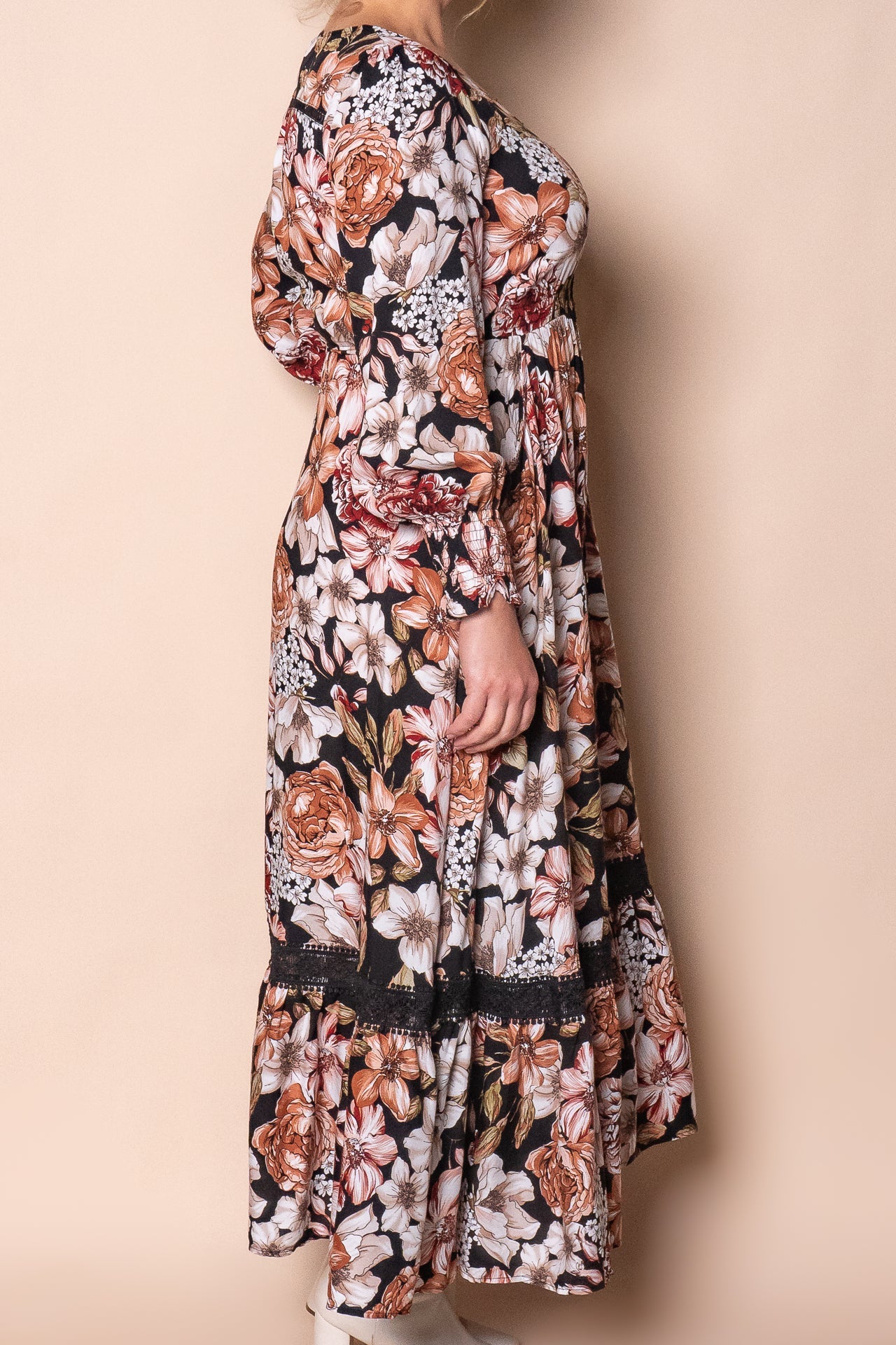 Arabella Maxi Dress in Black Multi