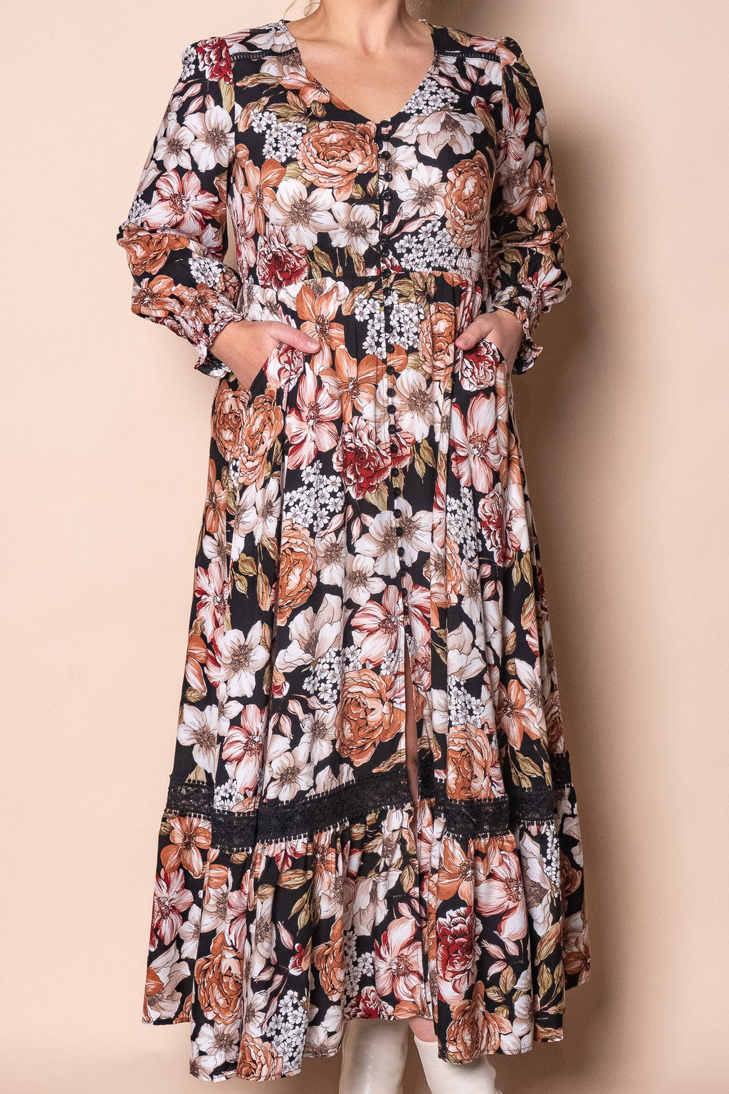 Arabella Maxi Dress in Black Multi