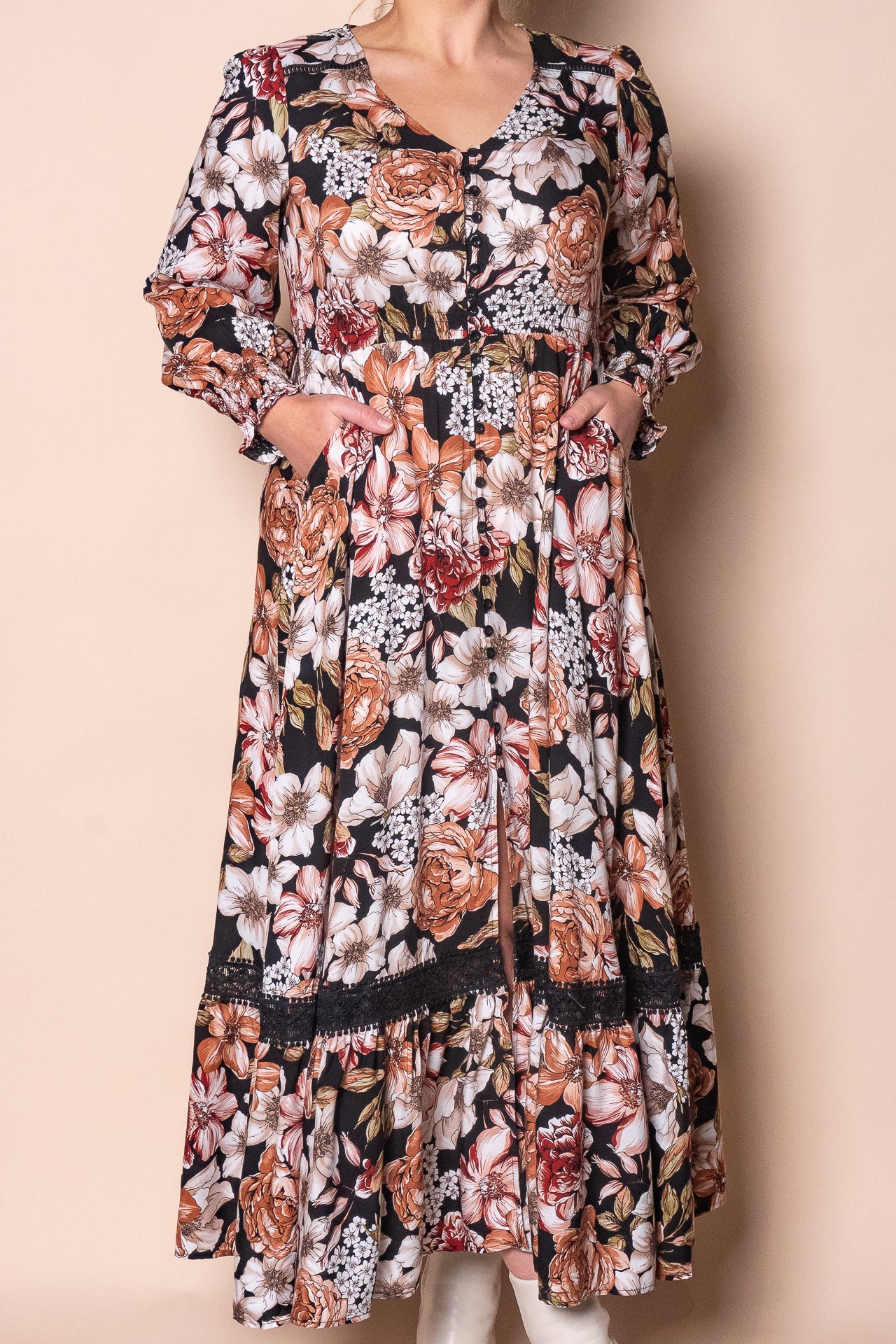 Arabella Maxi Dress in Black Multi
