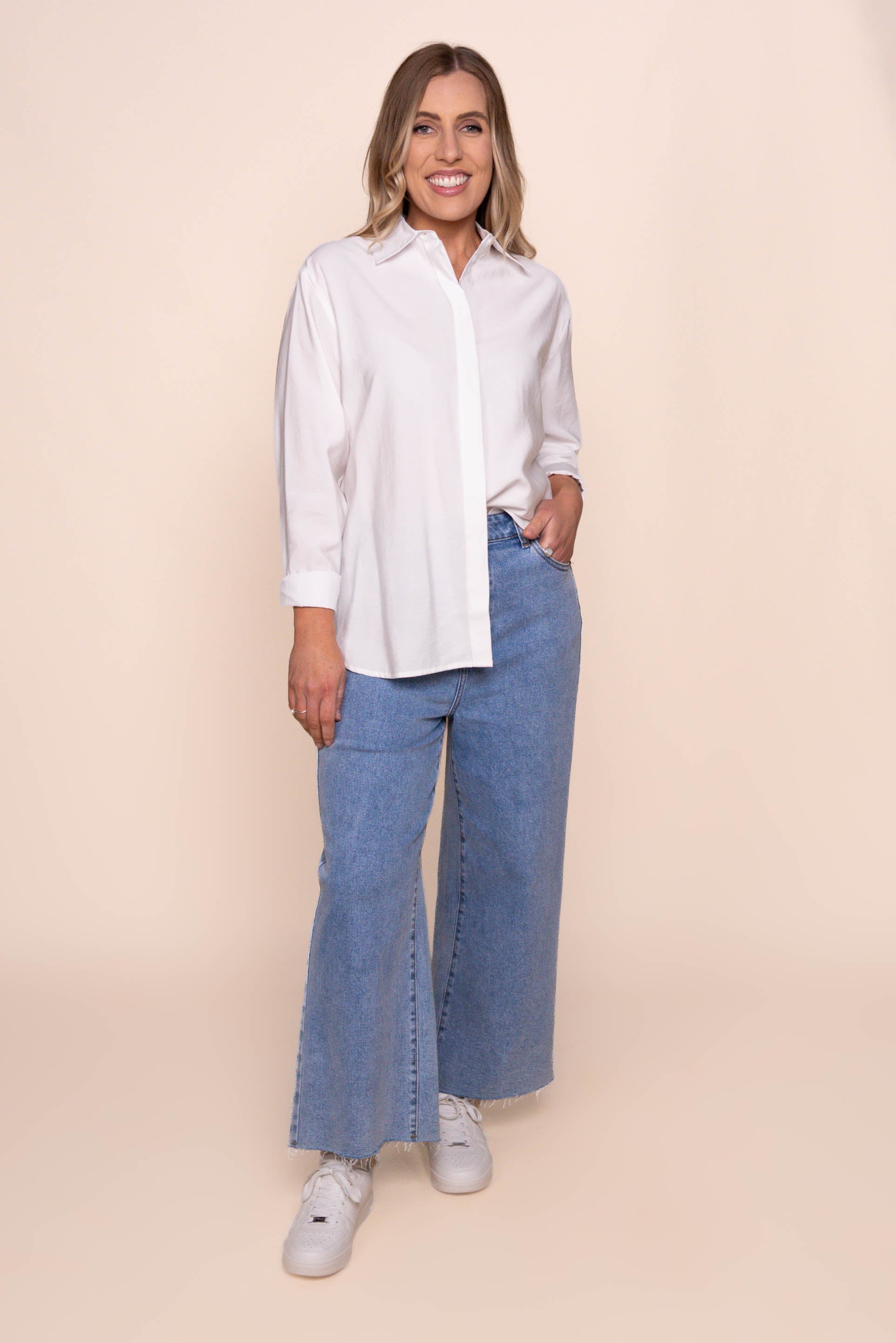 Nixie Long Sleeve Top in White