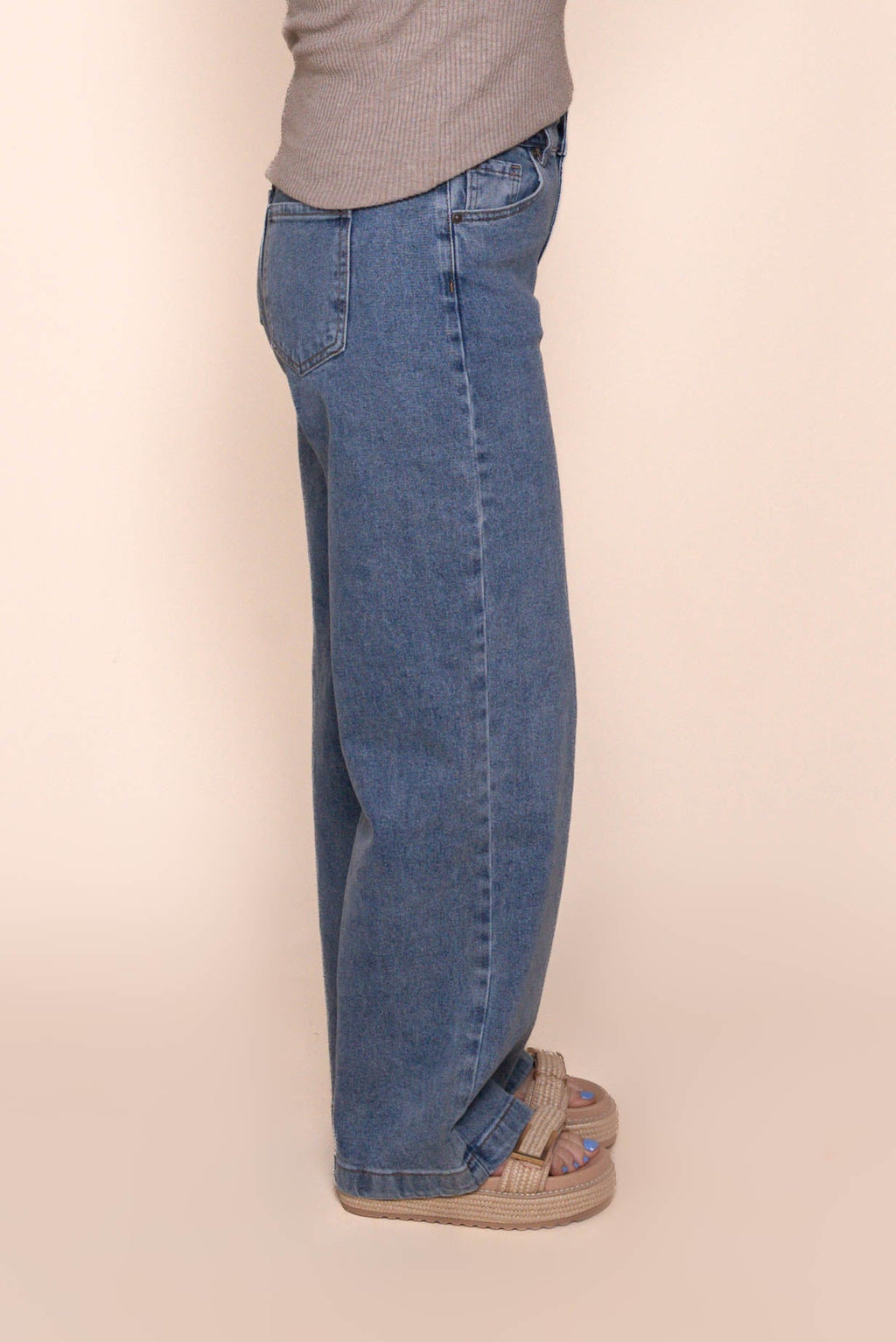 Jacqui Wide Leg Petite Jeans in Light Blue - All About Eve