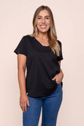 Pima Vee Tee in Black - Elm