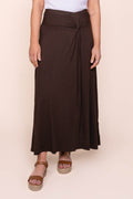 Twist Detail Maxi Skirt in Chocolate - Silent Theory