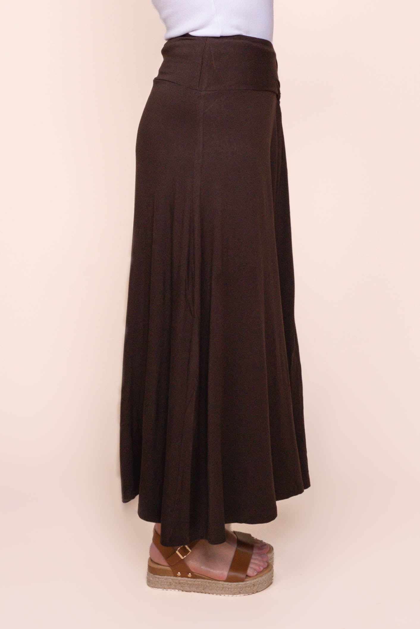 Twist Detail Maxi Skirt in Chocolate - Silent Theory