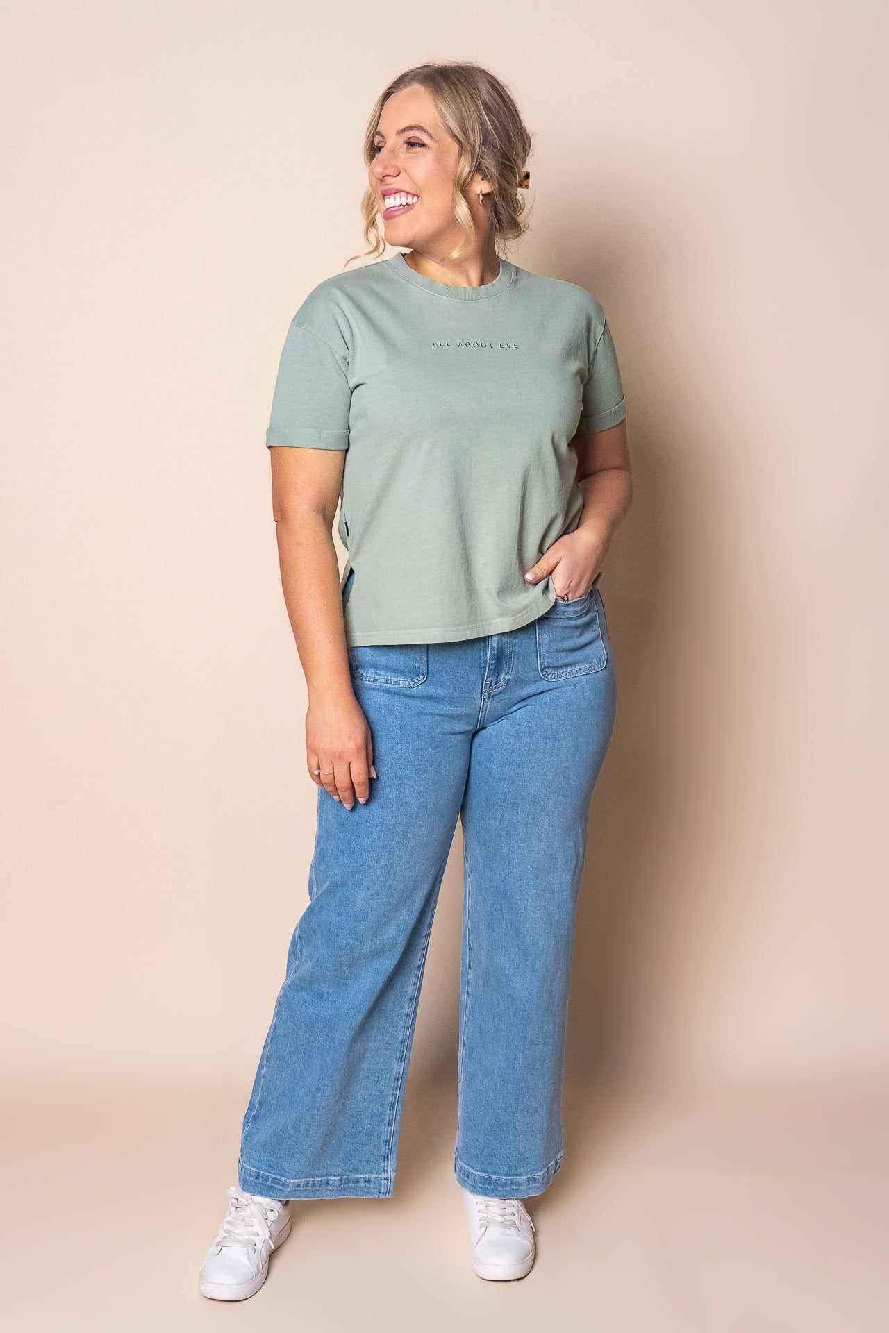 AAE Washed Tee in Sage - All About Eve