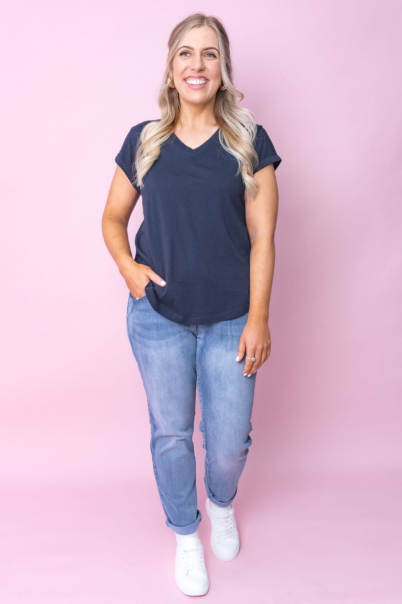 Manly Vee Tee in Navy - Foxwood