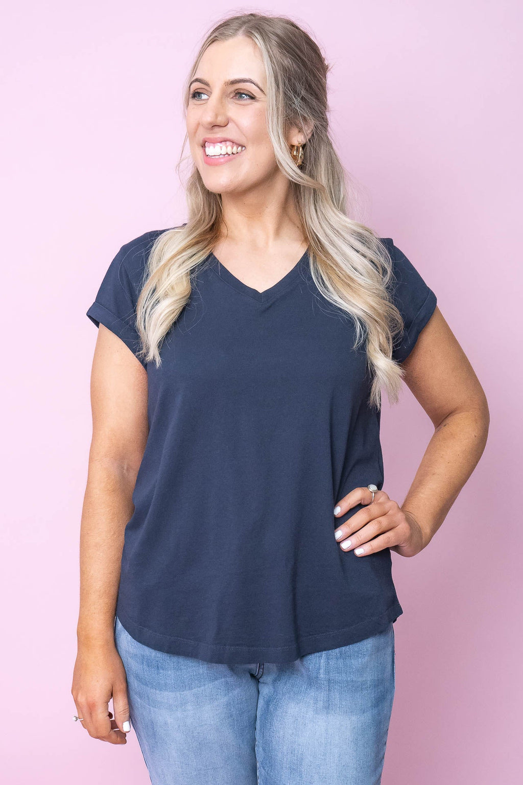 Manly Vee Tee in Navy - Foxwood