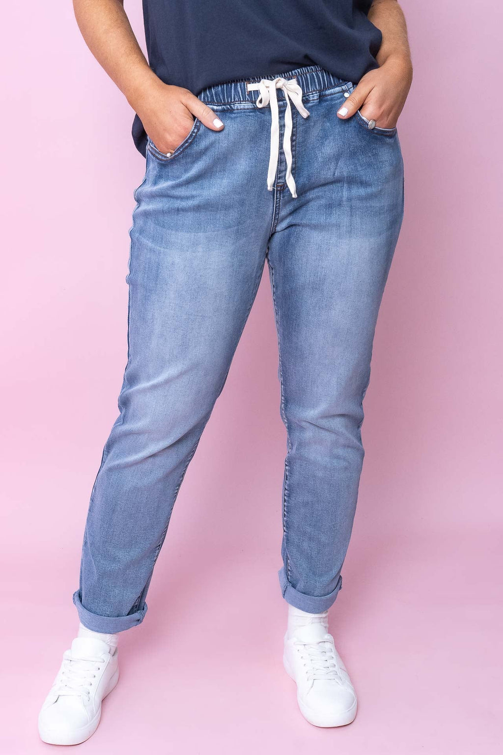 Juliette Joggers in Light Denim - Foxwood
