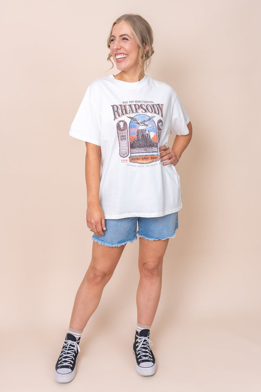 Sky Dance Oversized Tee in Vintage White - All About Eve