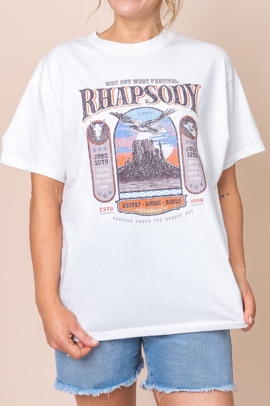 Sky Dance Oversized Tee in Vintage White - All About Eve