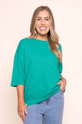 Mazie Sweat Top in Turquoise - Elm