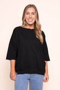 Mazie Sweat Top in Black - Elm