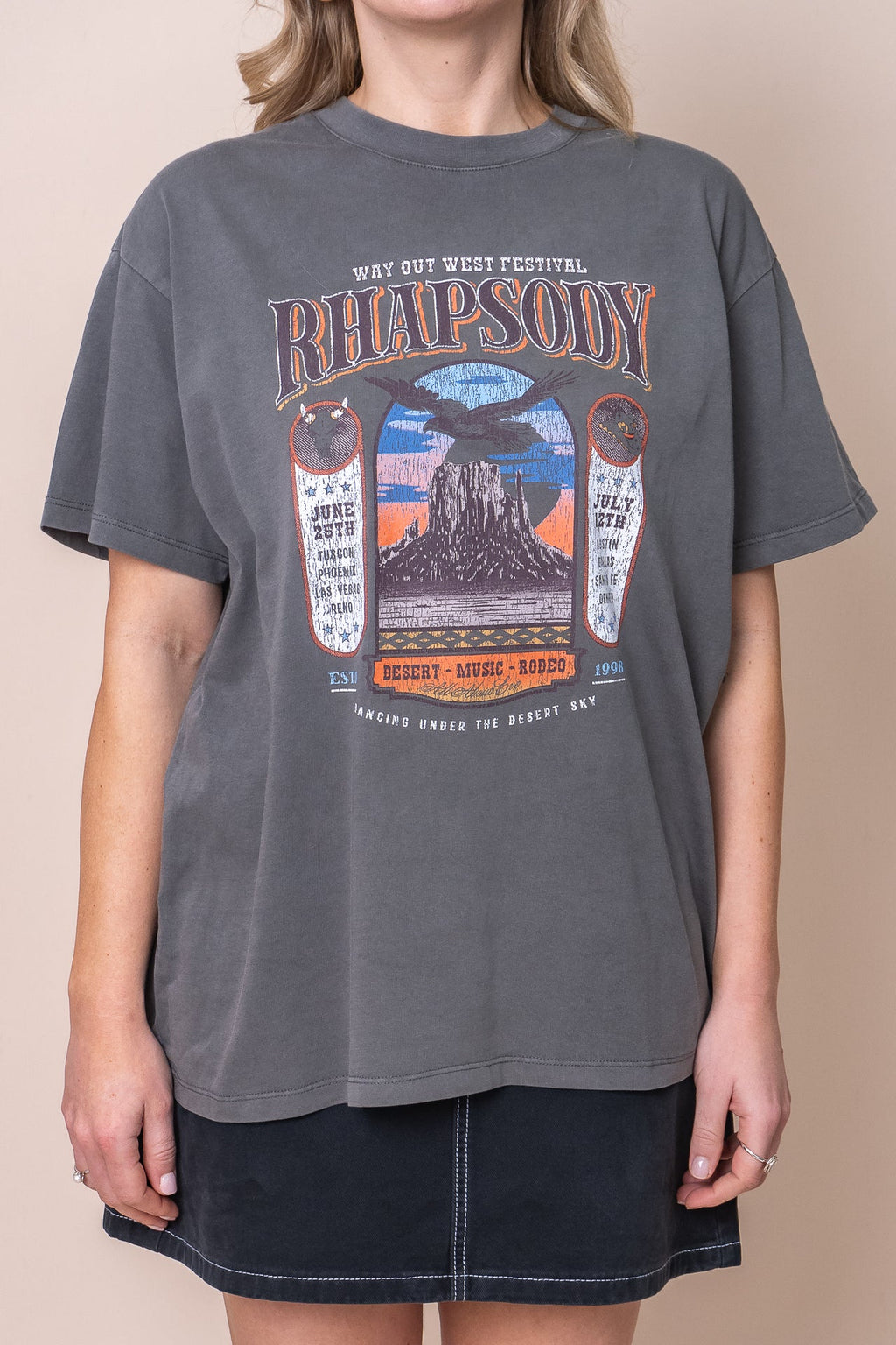 Sky Dance Oversized Tee in Charcoal - All About Eve