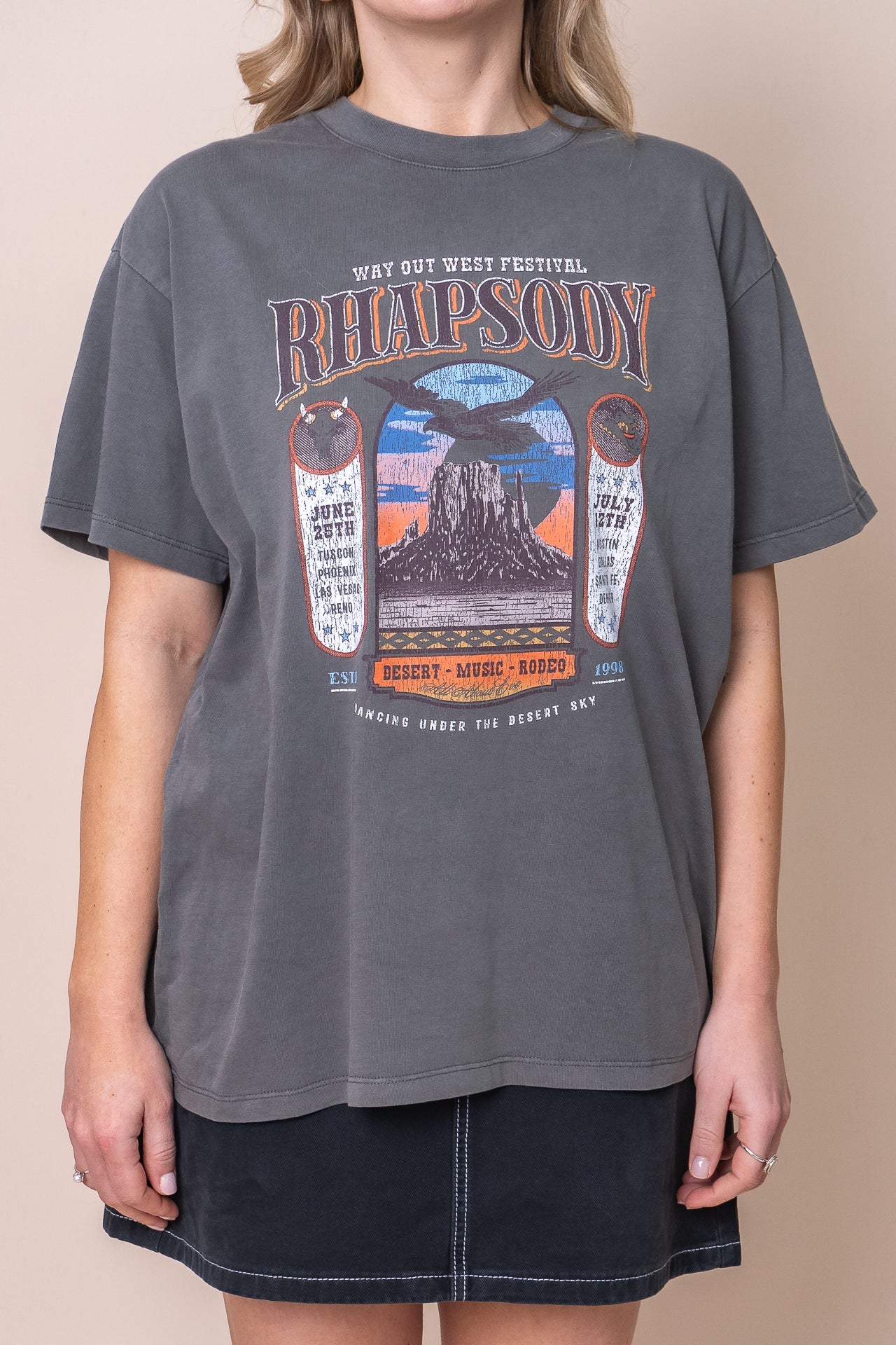 Sky Dance Oversized Tee in Charcoal - All About Eve