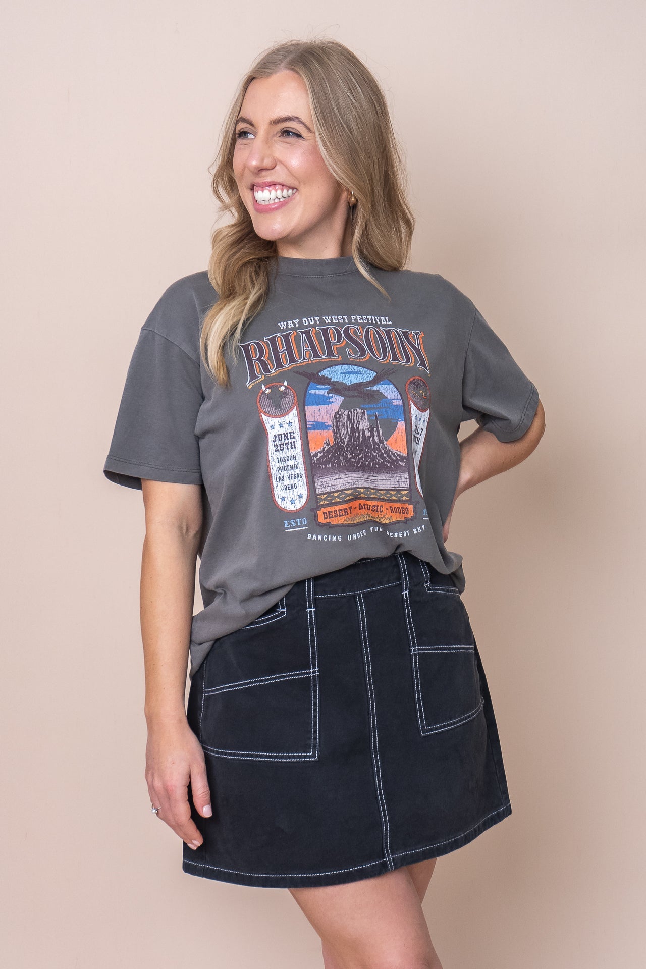 Sky Dance Oversized Tee in Charcoal - All About Eve