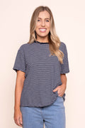 Hutch Stripe Tee in Navy/White - Foxwood