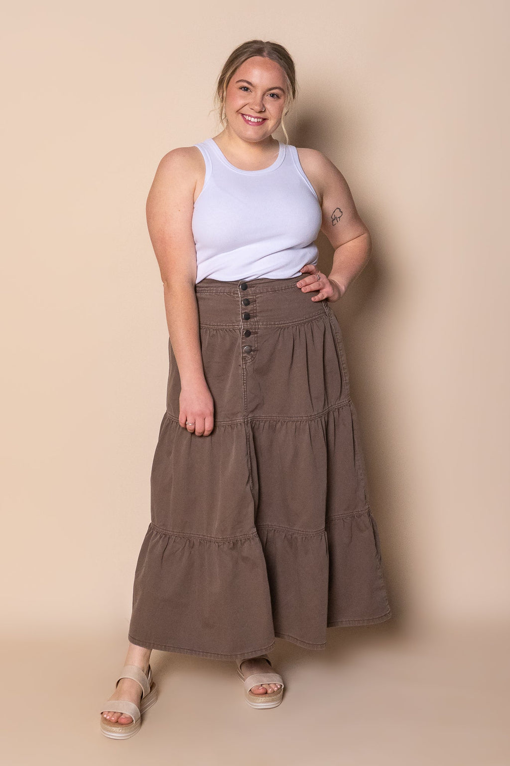 Coco Denim Maxi Skirt in Cocoa - All About Eve