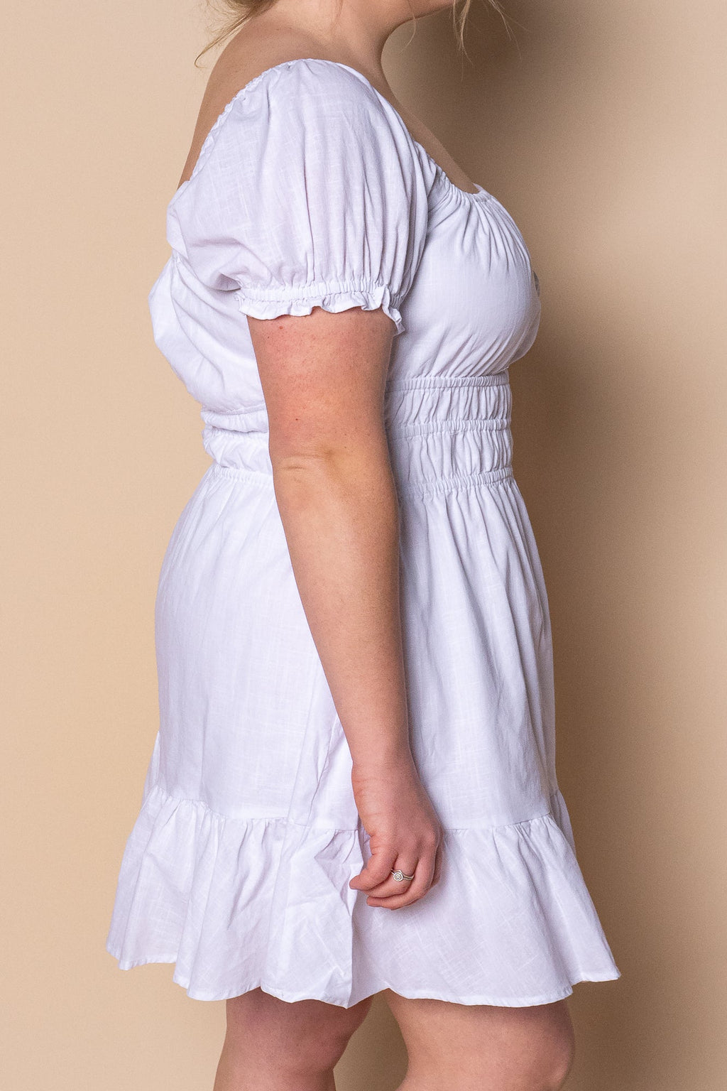 Essential SS Mini Dress in White - All About Eve