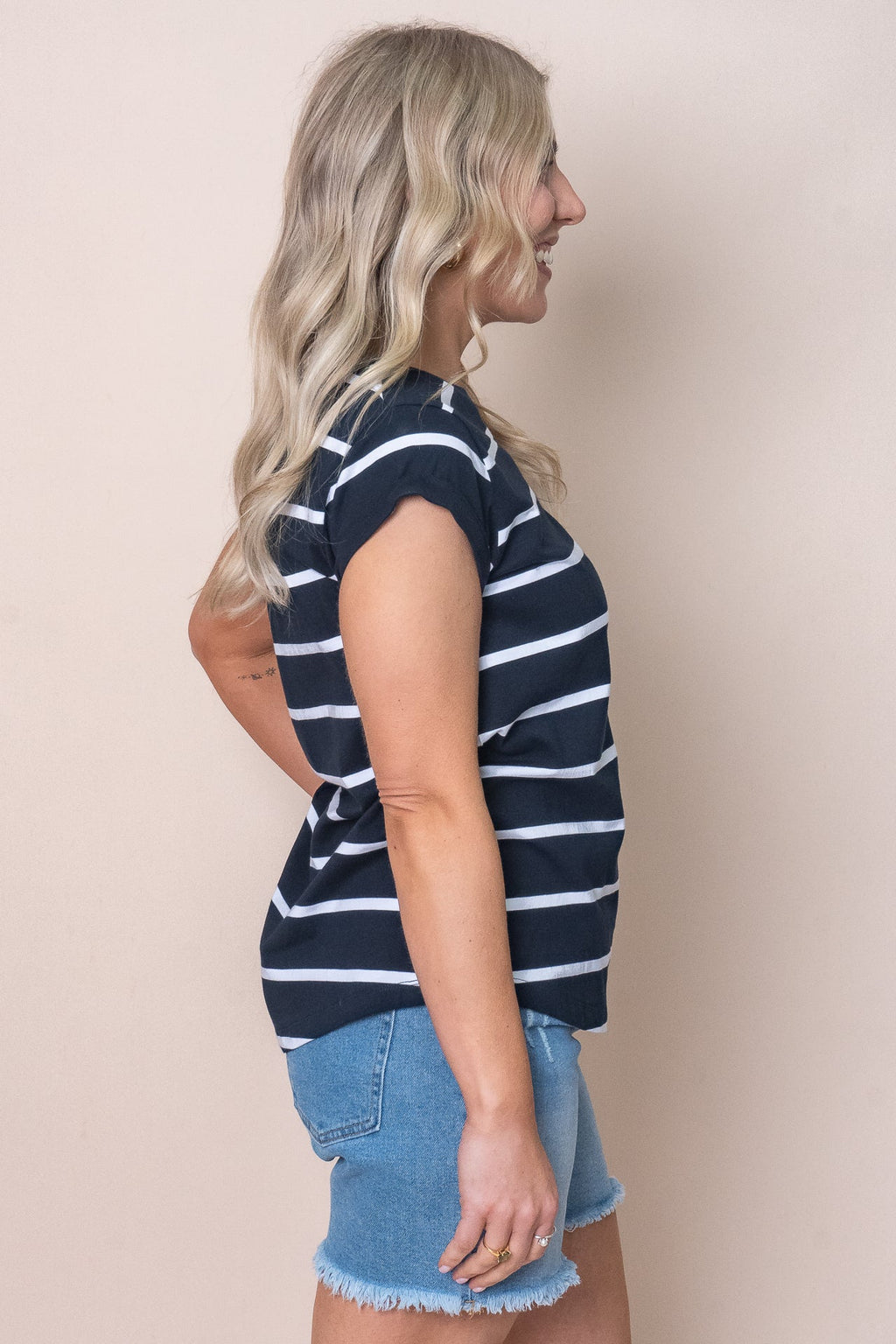Manly Stripe Tee in Navy - Foxwood